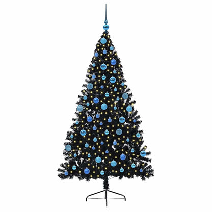 Konstgjord Förbelyst Julgran Svart 180 cm PVC