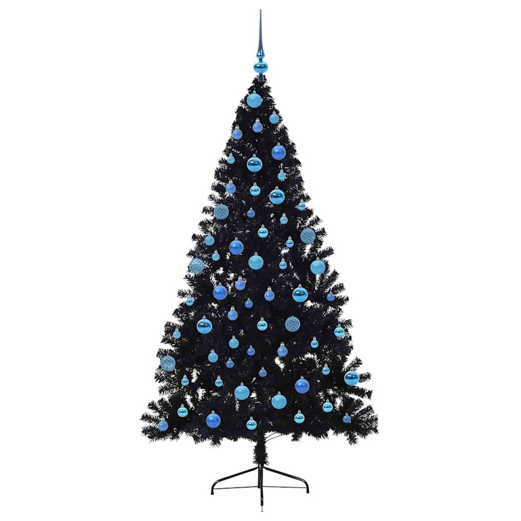 Konstgjord Förbelyst Julgran Svart 180 cm PVC