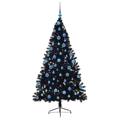Konstgjord Förbelyst Julgran Svart 180 cm PVC