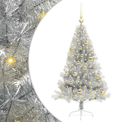 Konstgjord Förbelyst Julgran Silver 120 cm PET