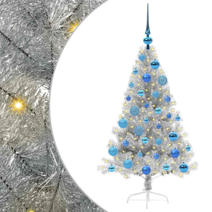 Konstgjord Förbelyst Julgran Silver 120 cm PET