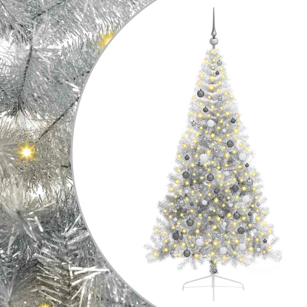 Konstgjord Förbelyst Julgran Silver 210 cm PET