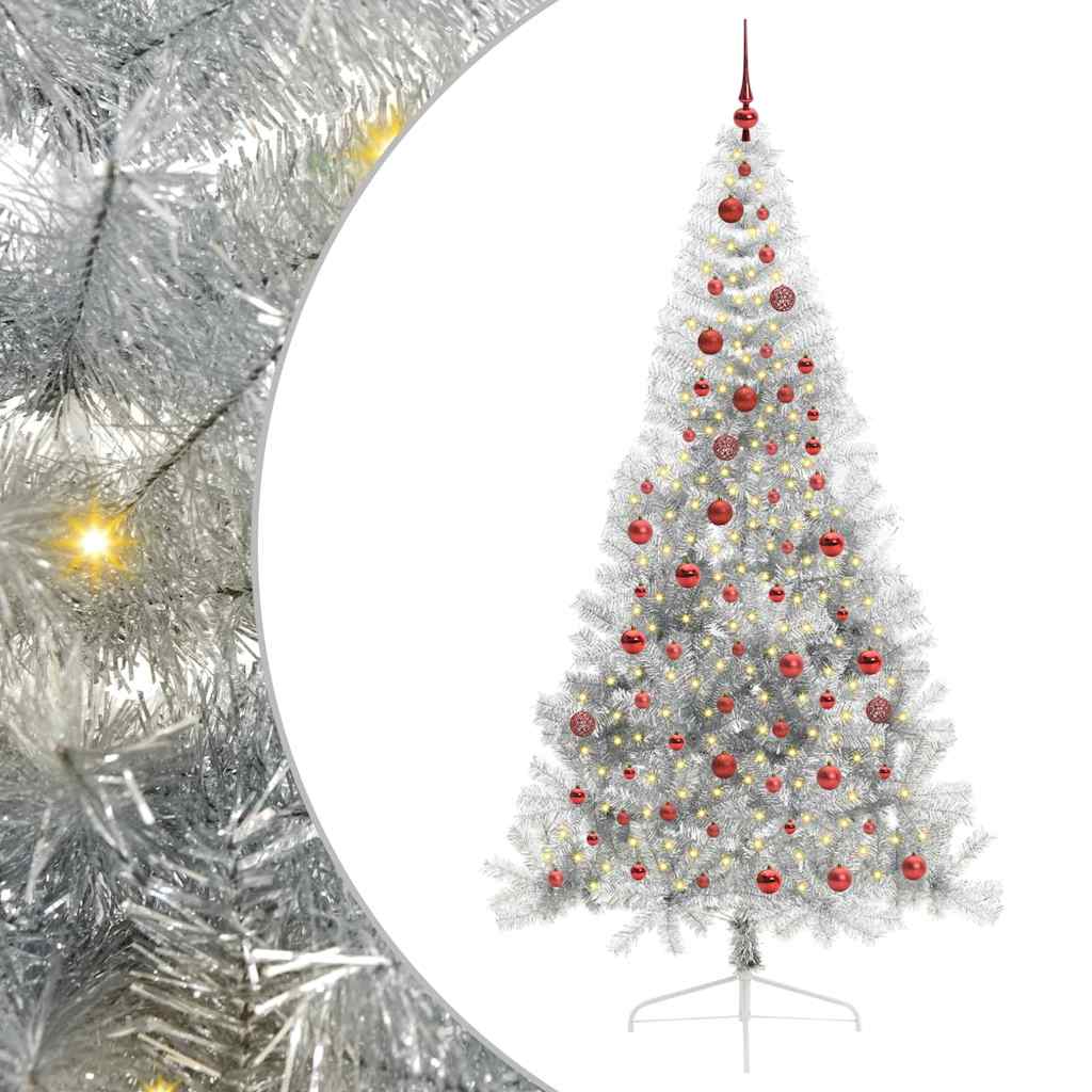 Konstgjord Förbelyst Julgran Silver 210 cm PET