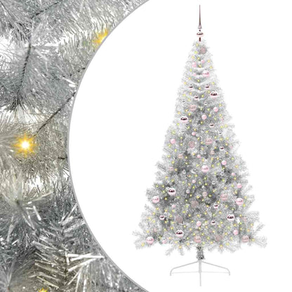 Konstgjord Förbelyst Julgran Silver 210 cm PET