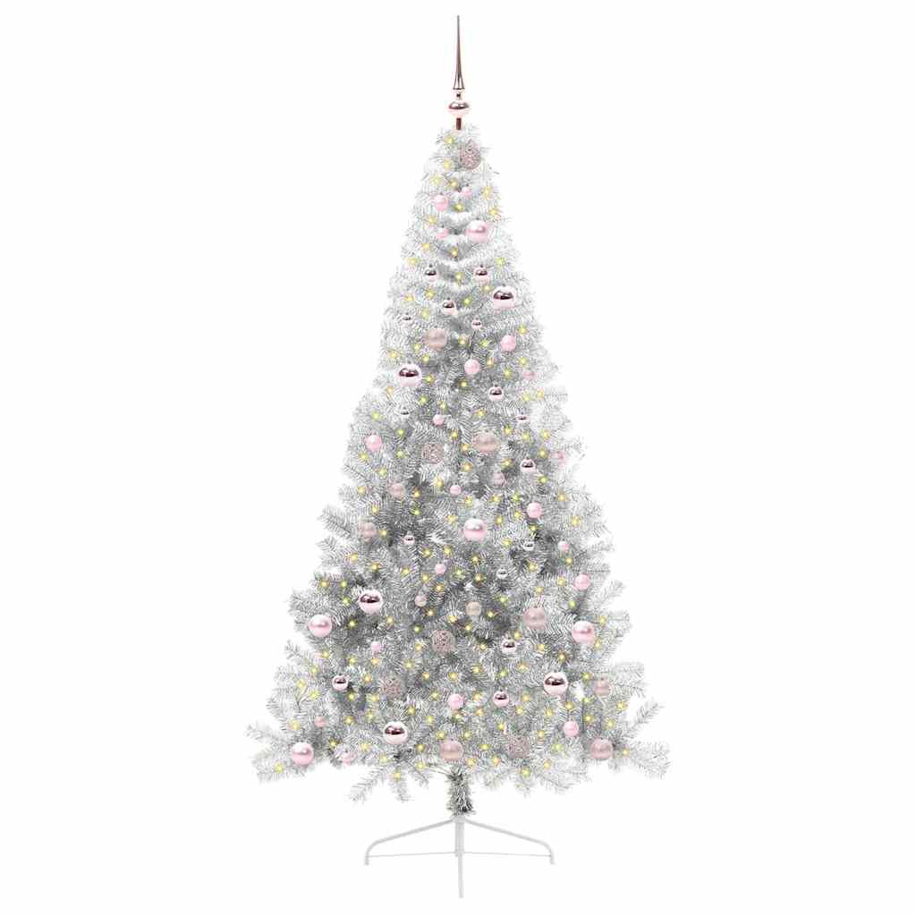 Konstgjord Förbelyst Julgran Silver 210 cm PET