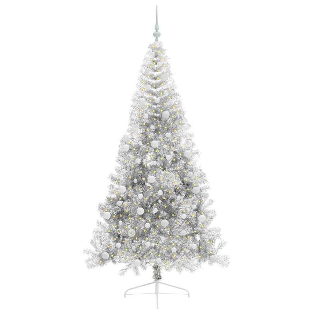 Konstgjord Förbelyst Julgran Silver 210 cm PET