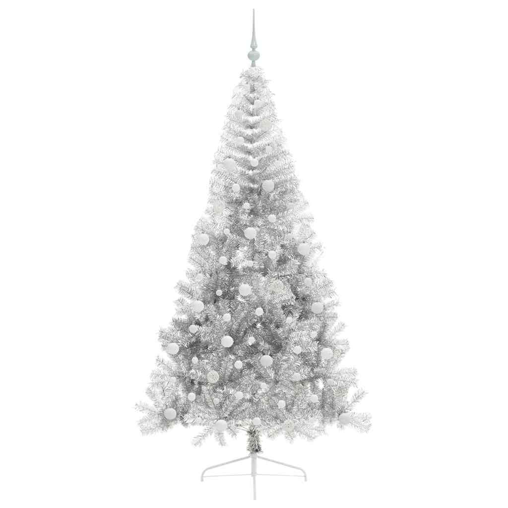Konstgjord Förbelyst Julgran Silver 210 cm PET