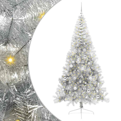 Konstgjord Förbelyst Julgran Silver 210 cm PET