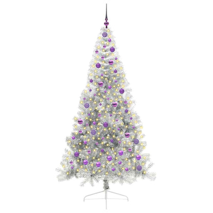 Konstgjord Förbelyst Julgran Silver 210 cm PET
