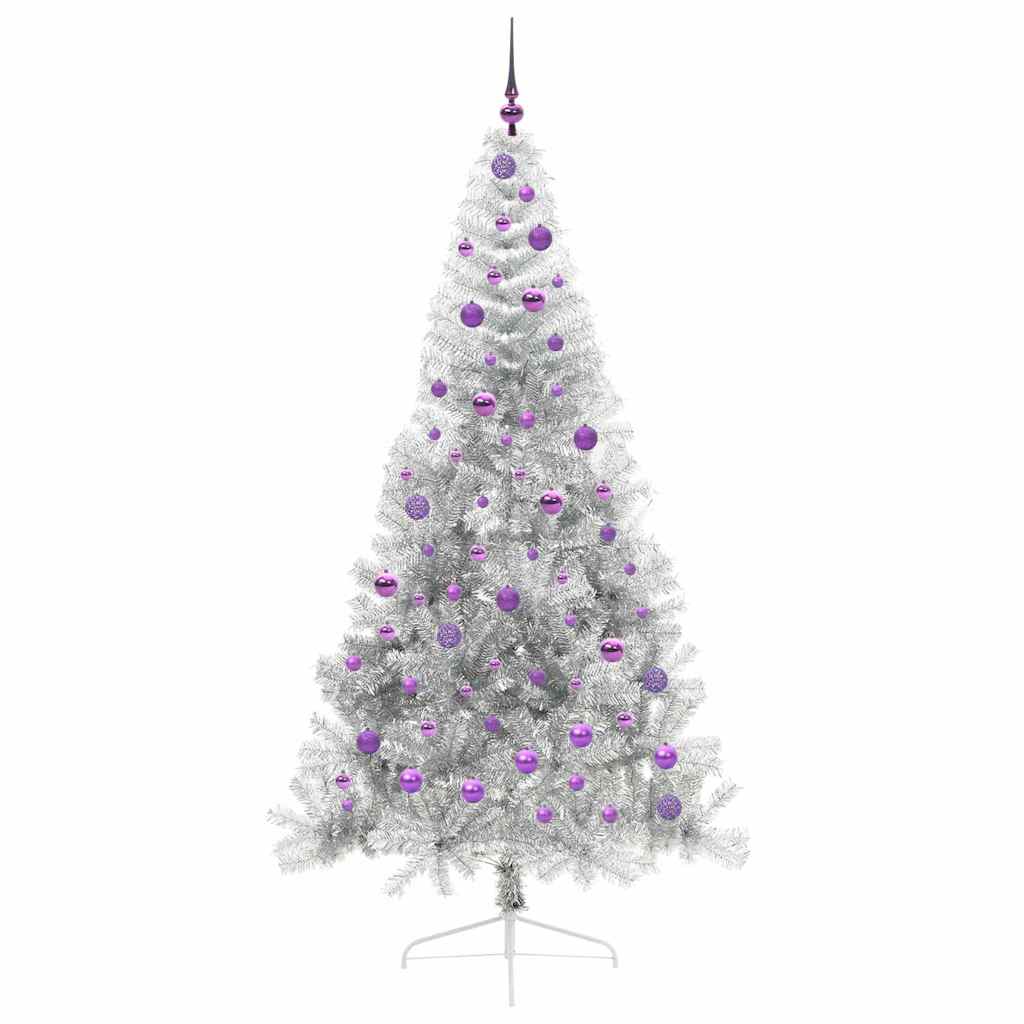 Konstgjord Förbelyst Julgran Silver 210 cm PET