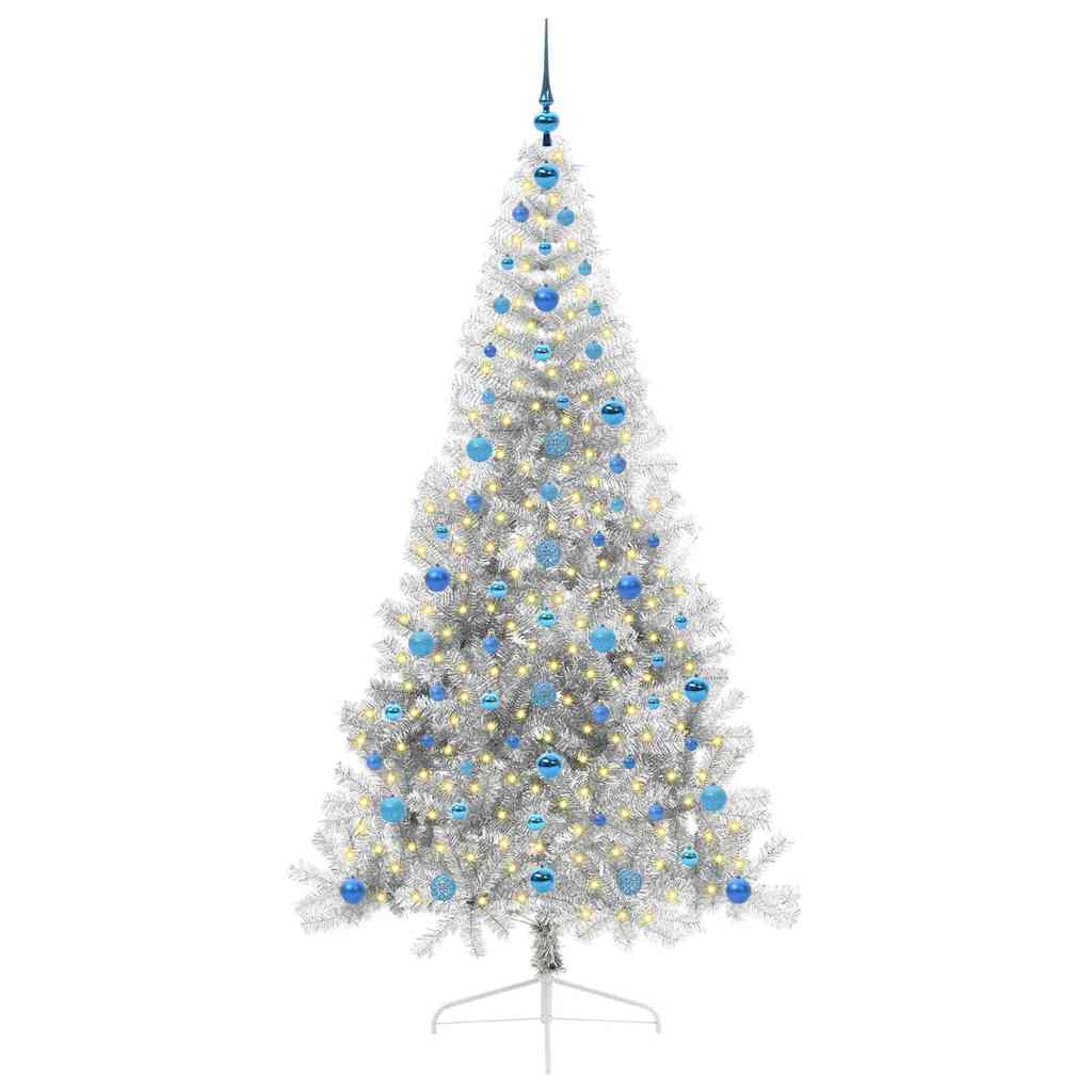 Konstgjord Förbelyst Julgran Silver 210 cm PET
