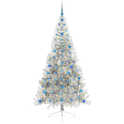 Konstgjord Förbelyst Julgran Silver 210 cm PET