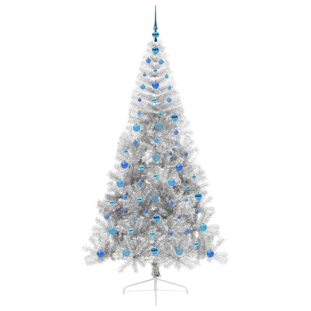Konstgjord Förbelyst Julgran Silver 210 cm PET