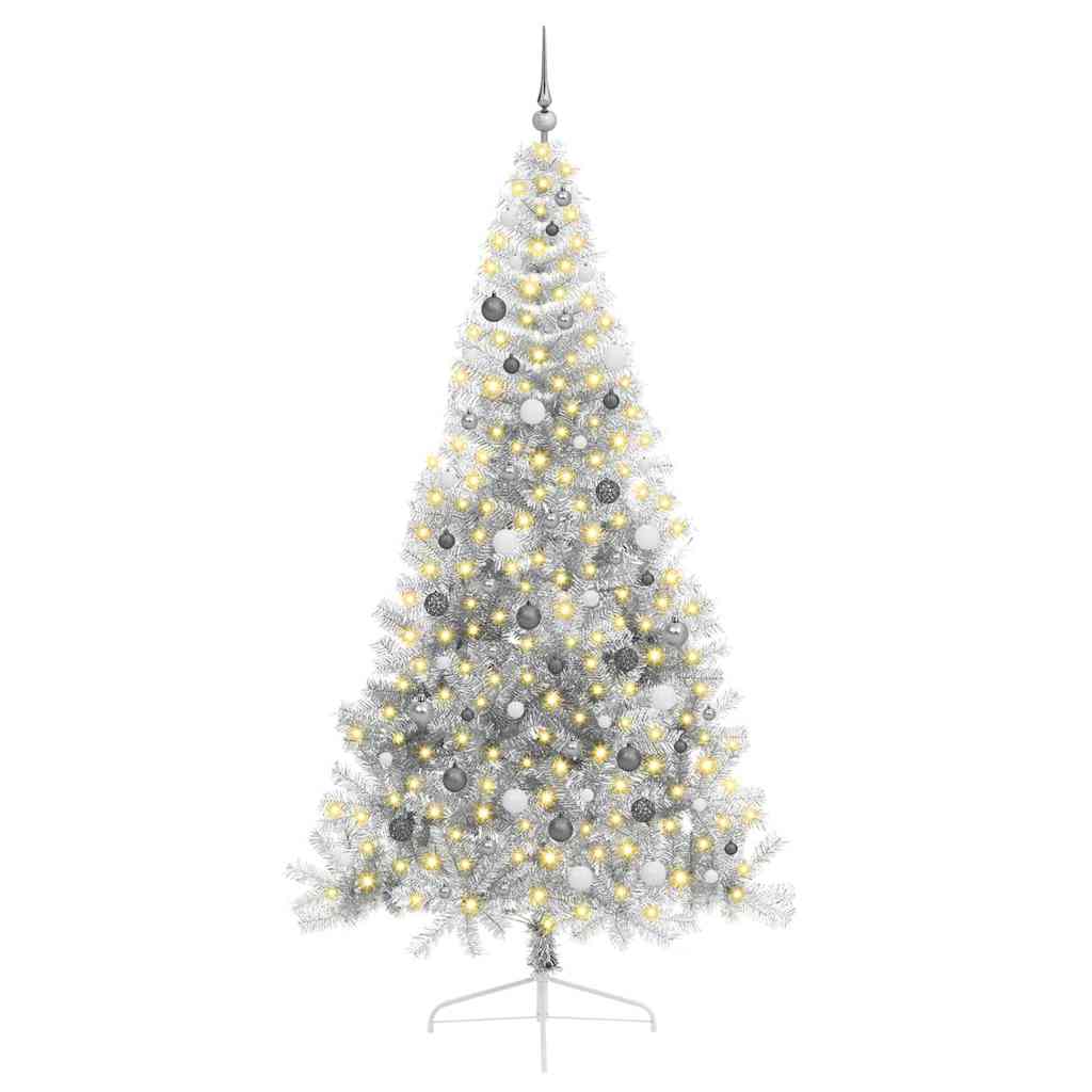 Konstgjord Förbelyst Julgran Silver 240 cm PET