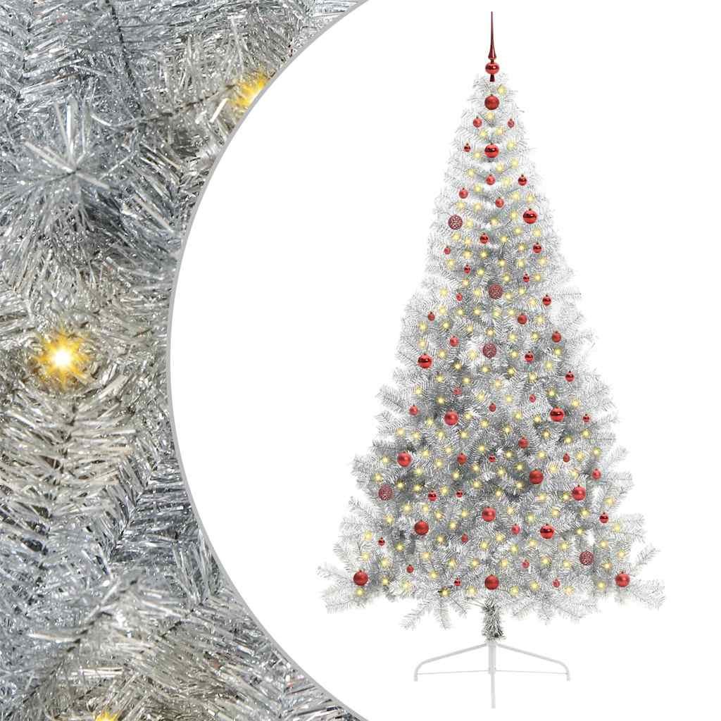 Konstgjord Förbelyst Julgran Silver 240 cm PET