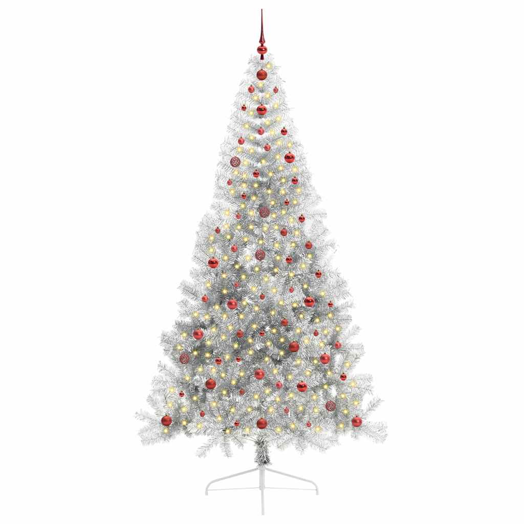 Konstgjord Förbelyst Julgran Silver 240 cm PET