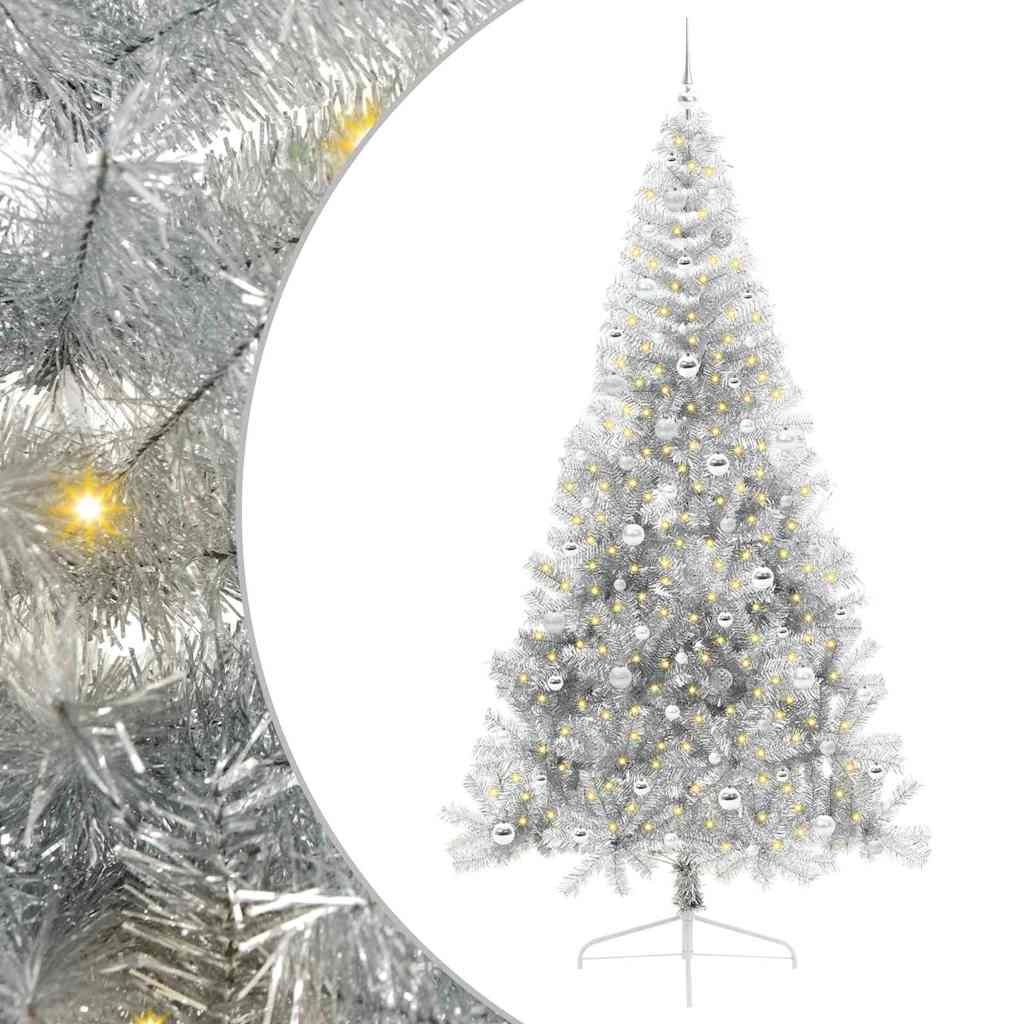 Konstgjord Förbelyst Julgran Silver 240 cm PET
