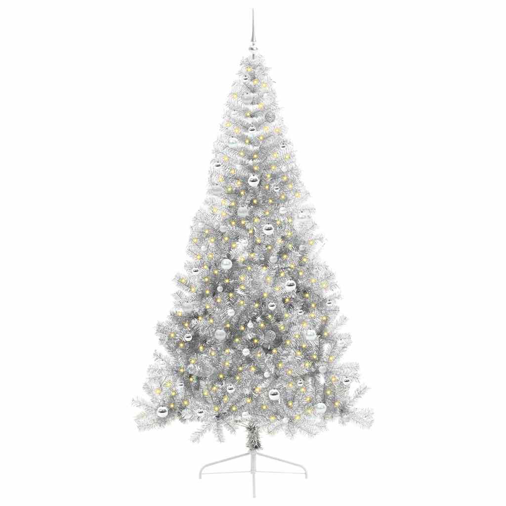 Konstgjord Förbelyst Julgran Silver 240 cm PET