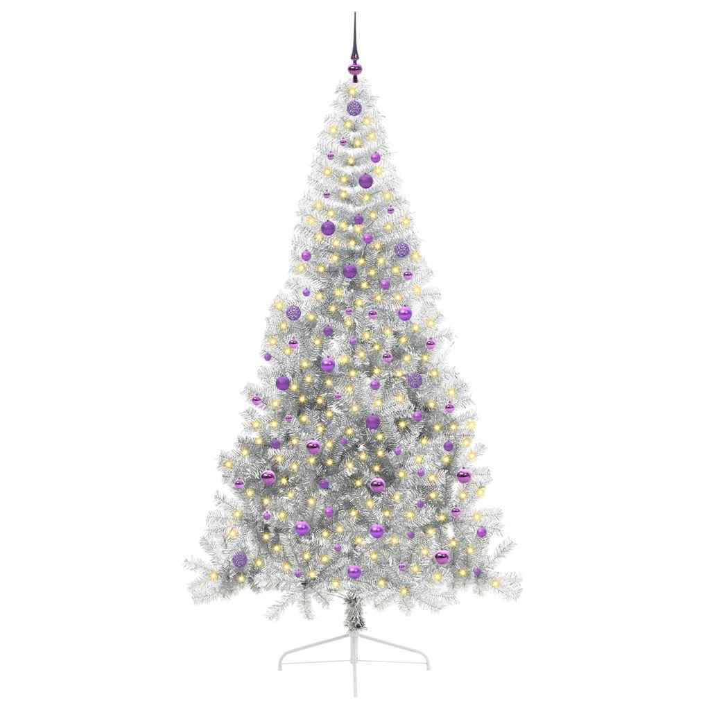Konstgjord Förbelyst Julgran Silver 240 cm PET