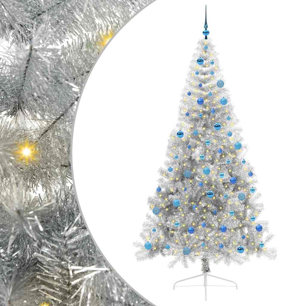 Konstgjord Förbelyst Julgran Silver 240 cm PET