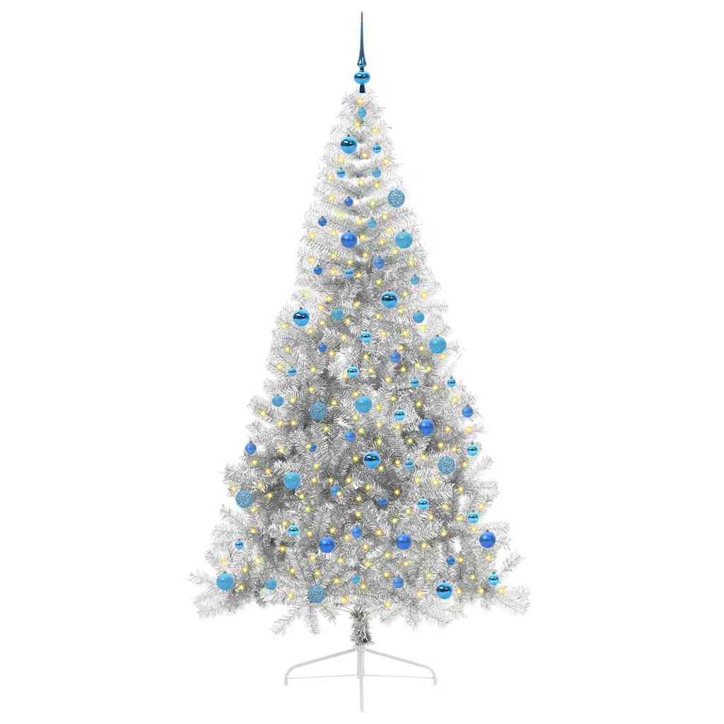 Konstgjord Förbelyst Julgran Silver 240 cm PET