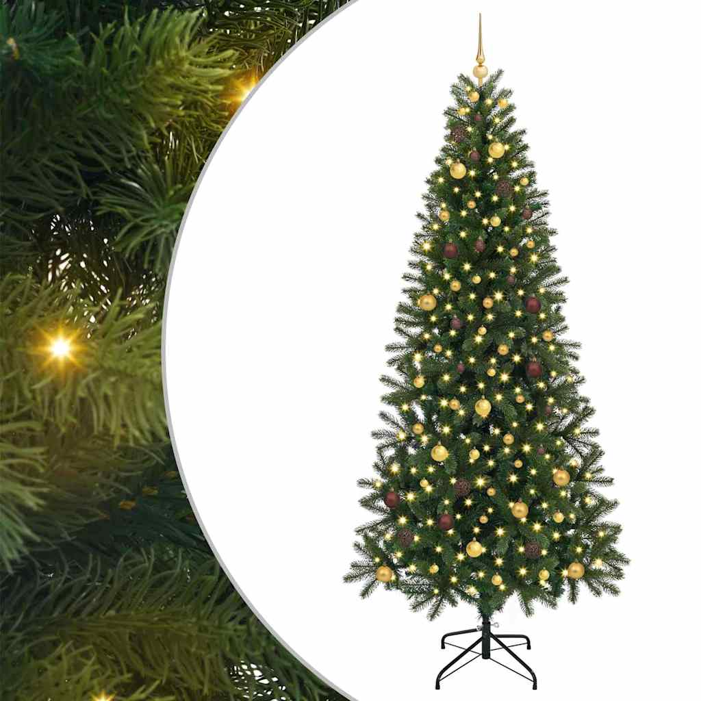 Konstgjord julgran med 300 LED-lampor Grön 240 cm PE och PVC