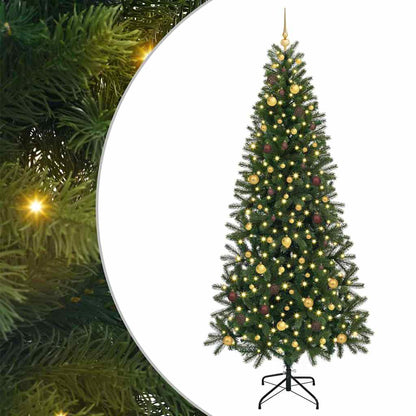 Konstgjord julgran med 300 LED-lampor Grön 240 cm PE och PVC