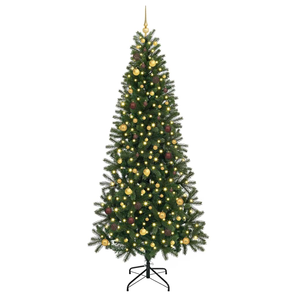 Konstgjord julgran med 300 LED-lampor Grön 240 cm PE och PVC