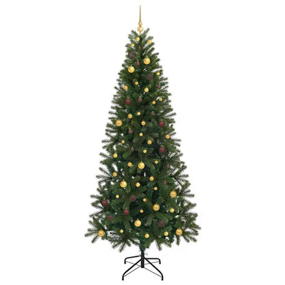 Konstgjord julgran med 300 LED-lampor Grön 240 cm PE och PVC