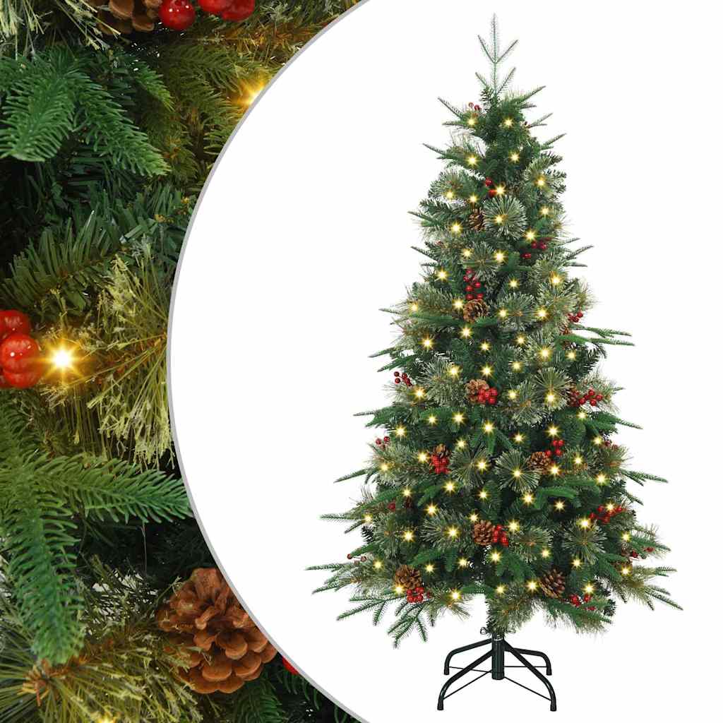 Plast Hingad Julgran med 150 LED-lampor Grön 150 cm PE och PVC