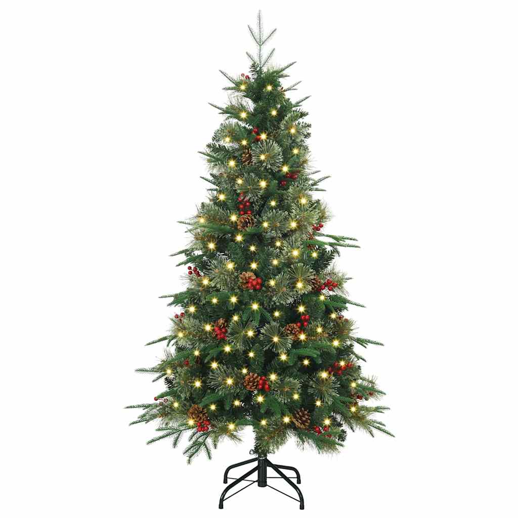 Plast Hingad Julgran med 150 LED-lampor Grön 150 cm PE och PVC