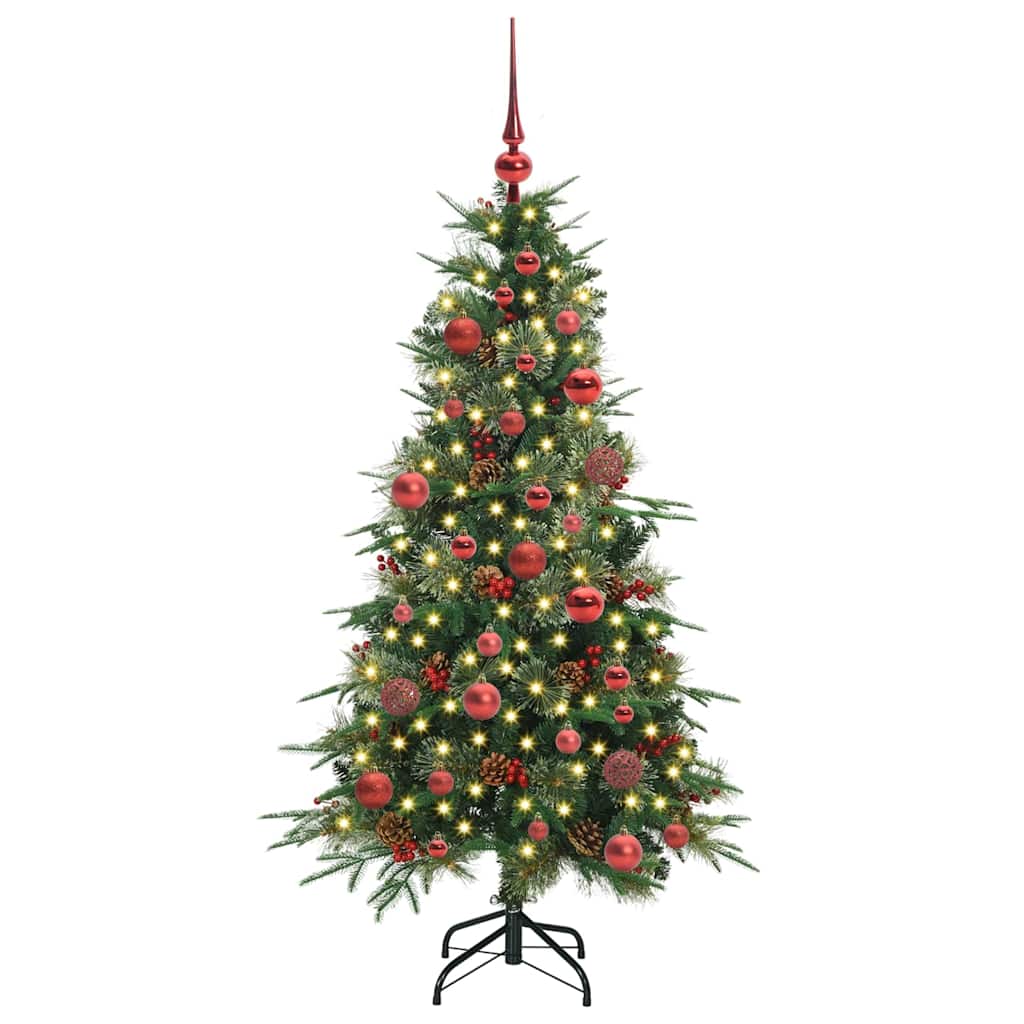 Plast Hingad Julgran med 150 LED-lampor Grön 150 cm PE och PVC