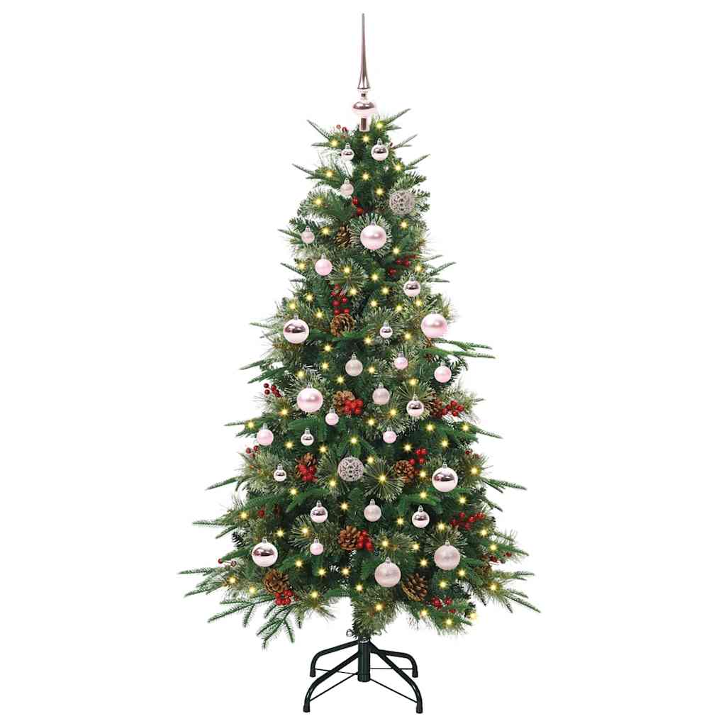 Plast Hingad Julgran med 150 LED-lampor Grön 150 cm PE och PVC