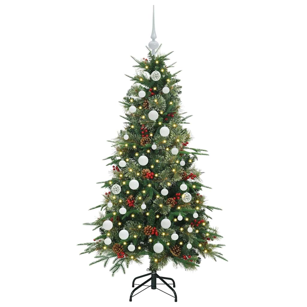 Plast Hingad Julgran med 150 LED-lampor Grön 150 cm PE och PVC