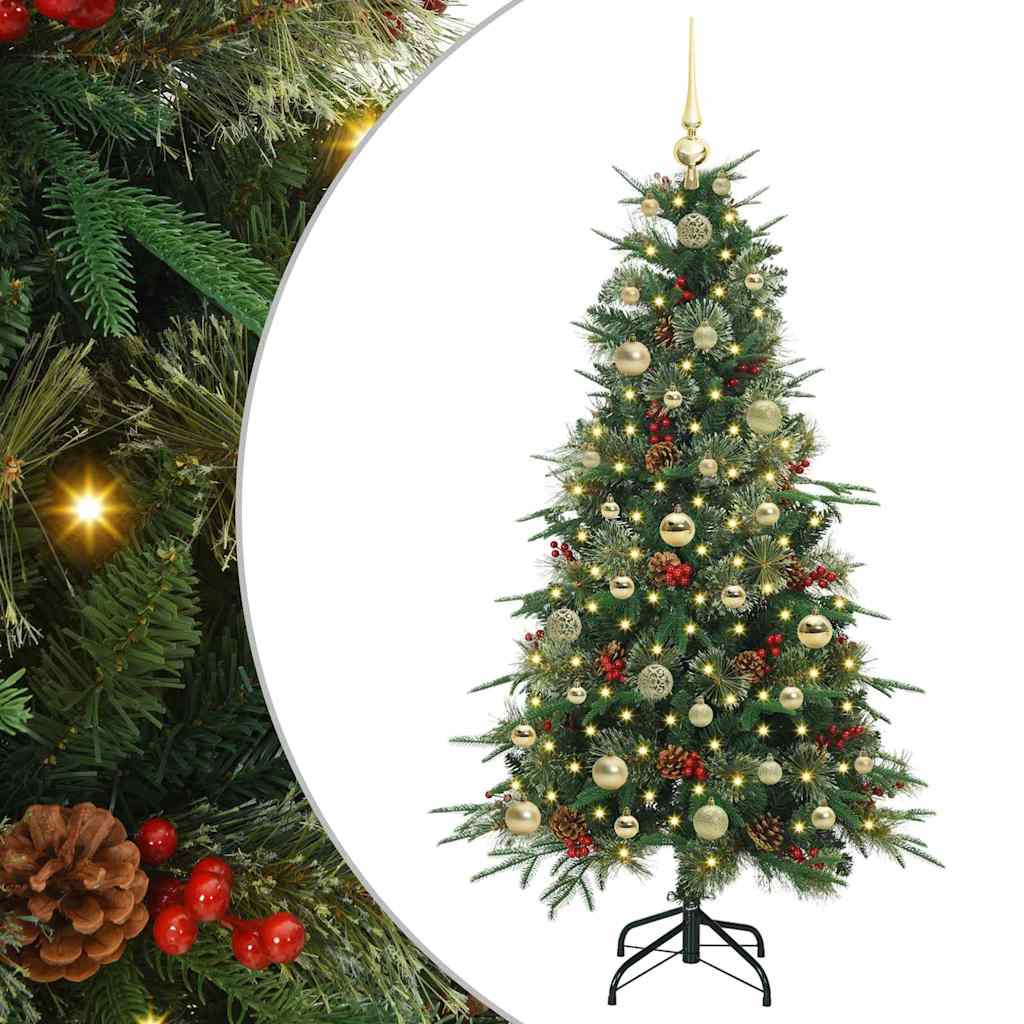 Plast Hingad Julgran med 150 LED-lampor Grön 150 cm PE och PVC