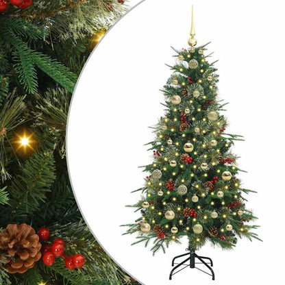 Plast Hingad Julgran med 150 LED-lampor Grön 150 cm PE och PVC