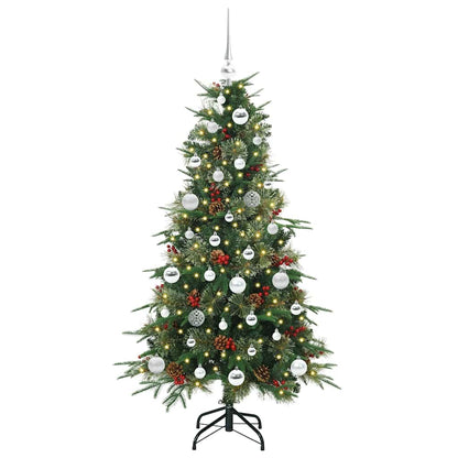 Plast Hingad Julgran med 150 LED-lampor Grön 150 cm PE och PVC