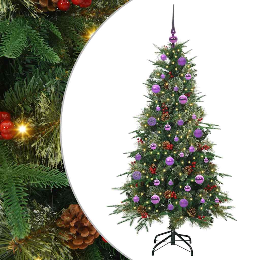 Plast Hingad Julgran med 150 LED-lampor Grön 150 cm PE och PVC