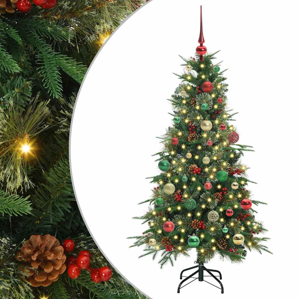 Plast Hingad Julgran med 150 LED-lampor Grön 150 cm PE och PVC