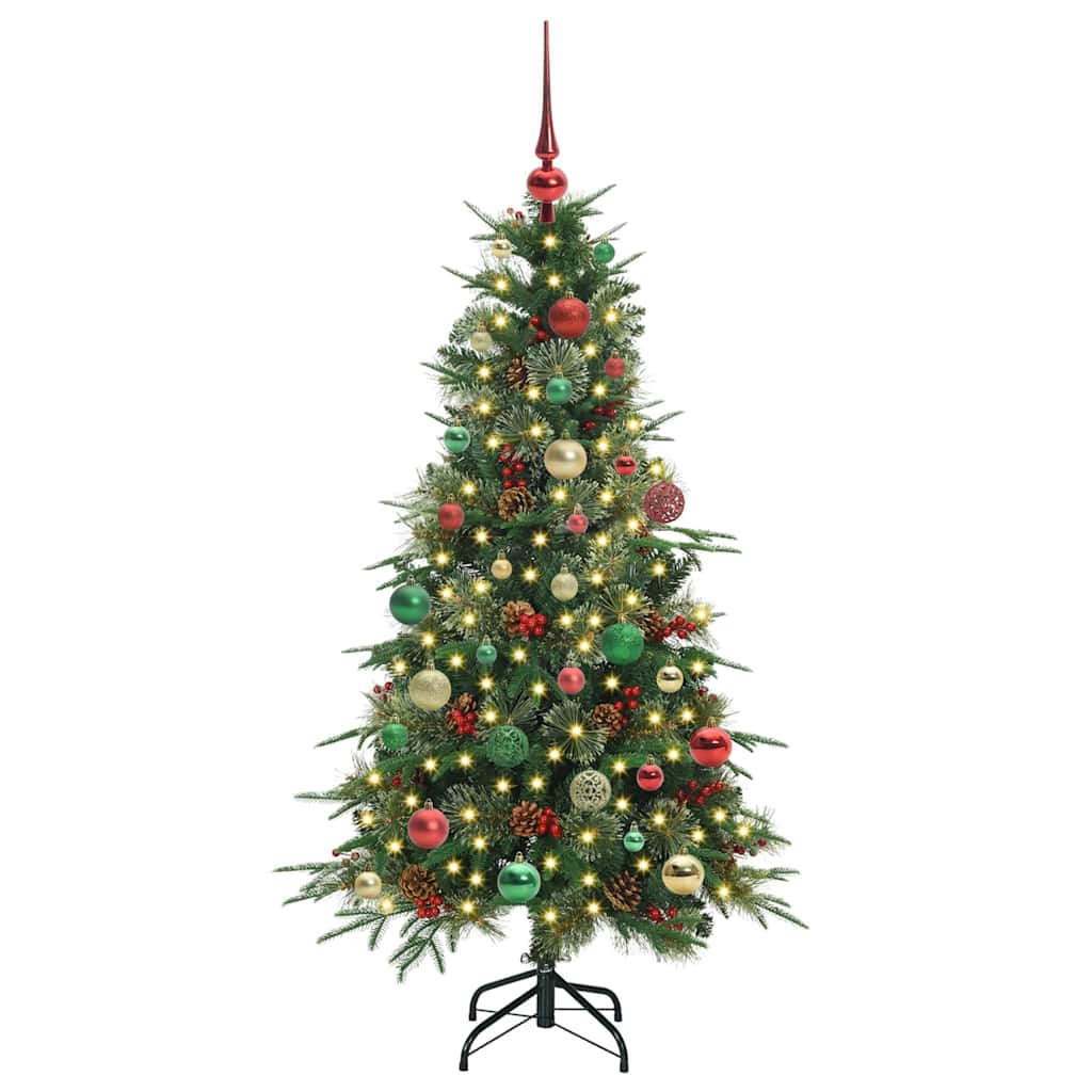 Plast Hingad Julgran med 150 LED-lampor Grön 150 cm PE och PVC