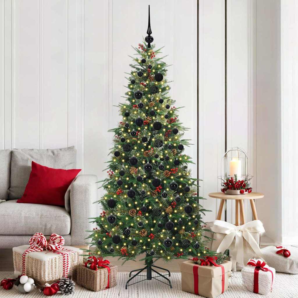 Plast Hingad Julgran med 300 LED-lampor Grön 180 cm PE och PVC