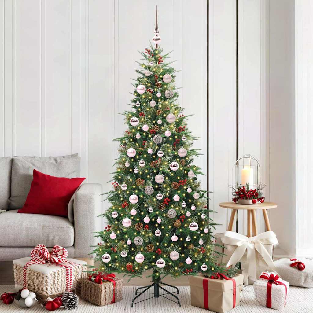 Plast Hingad Julgran med 300 LED-lampor Grön 180 cm PE och PVC