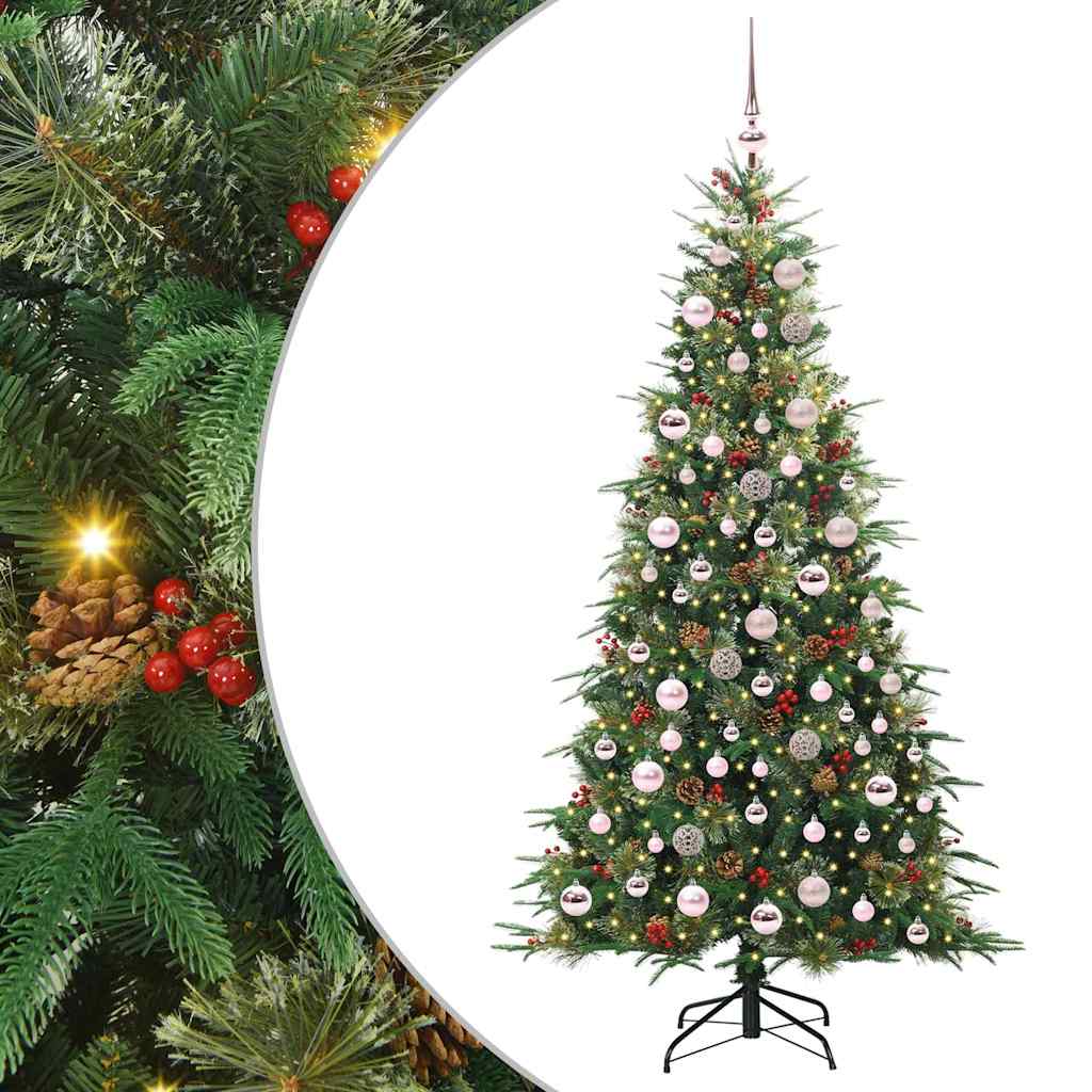 Plast Hingad Julgran med 300 LED-lampor Grön 180 cm PE och PVC