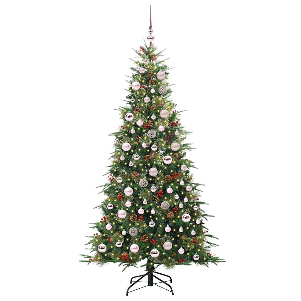 Plast Hingad Julgran med 300 LED-lampor Grön 180 cm PE och PVC