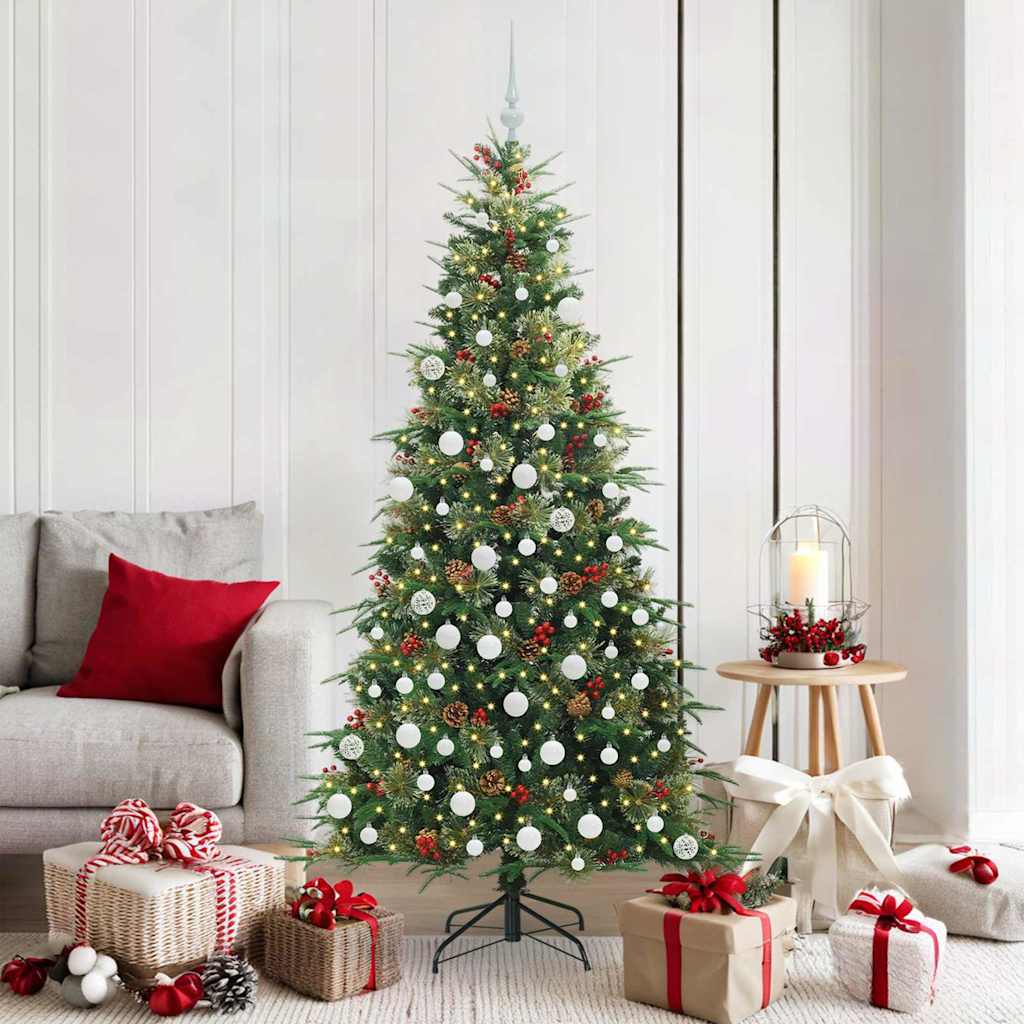 Plast Hingad Julgran med 300 LED-lampor Grön 180 cm PE och PVC