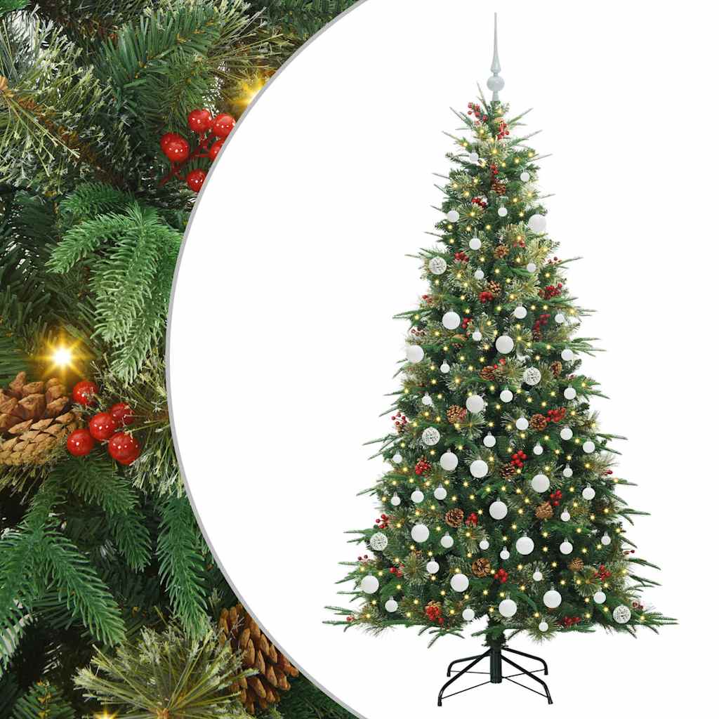 Plast Hingad Julgran med 300 LED-lampor Grön 180 cm PE och PVC