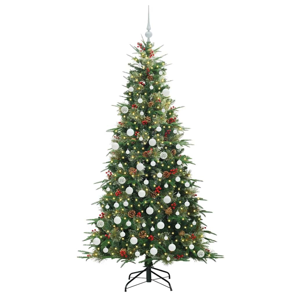Plast Hingad Julgran med 300 LED-lampor Grön 180 cm PE och PVC
