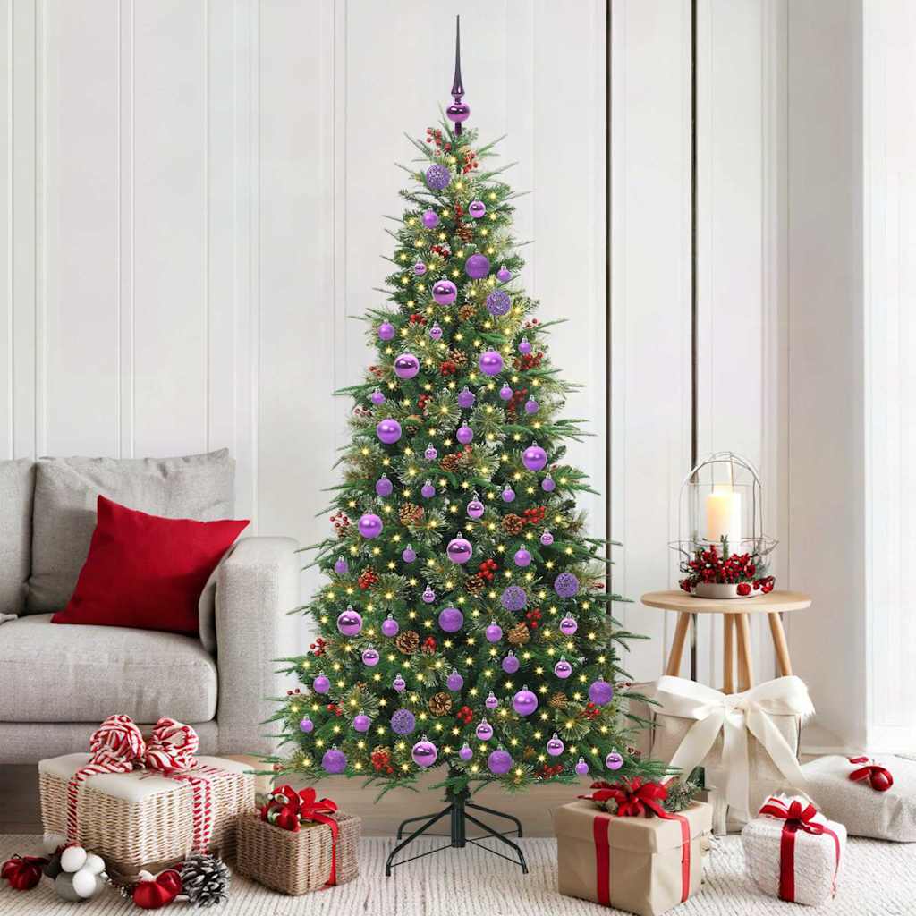 Plast Hingad Julgran med 300 LED-lampor Grön 180 cm PE och PVC