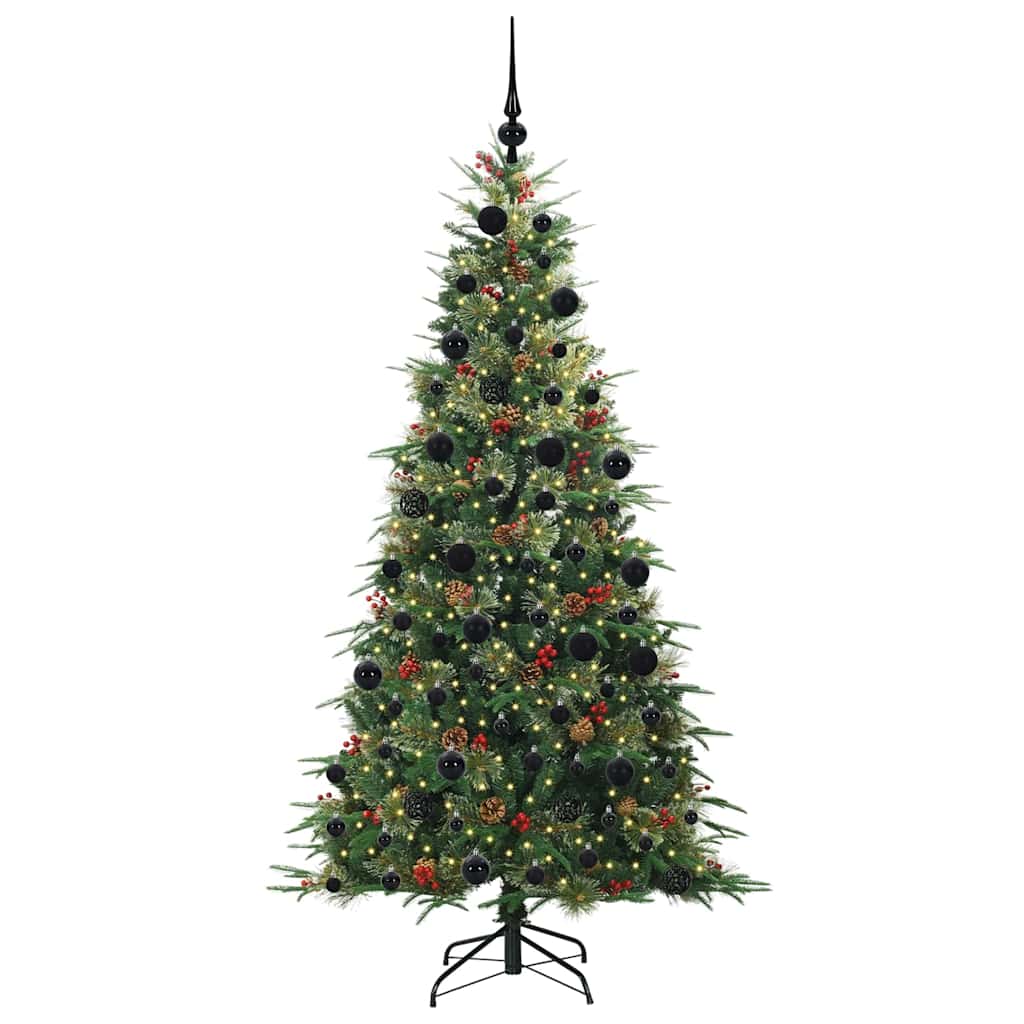 Plast Hingad Julgran med 300 LED-lampor Grön 210 cm PE och PVC