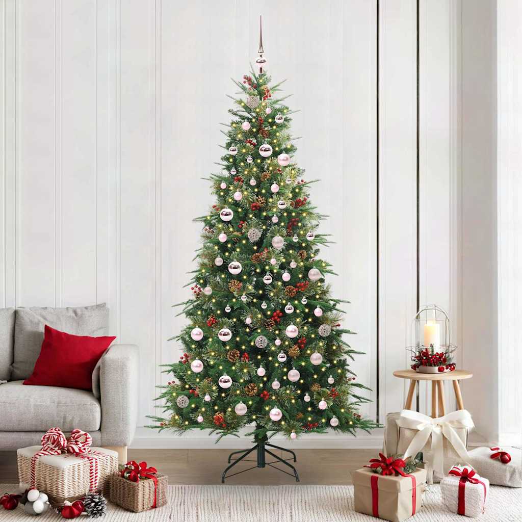 Plast Hingad Julgran med 300 LED-lampor Grön 210 cm PE och PVC